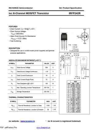 Irfp Mosfet Datasheet Pdf Equivalent Cross Reference Search