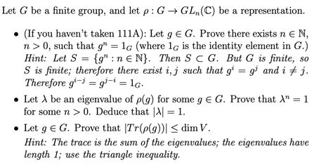 Solved Let G Be A Finite Group And Let P G GLn C Be A Chegg