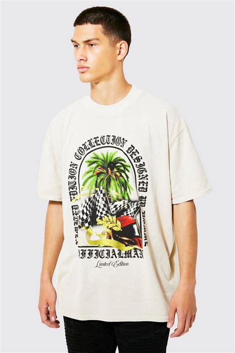 Oversized Official Man Graphic Overdye T Shirt Boohoo Uk