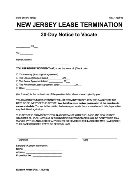 Eviction Notice Template New Jersey