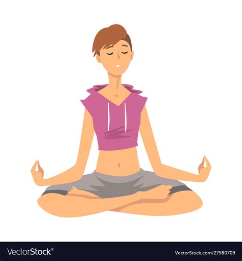 Woman Safe Balance With Meditation Relaxation Vector Image