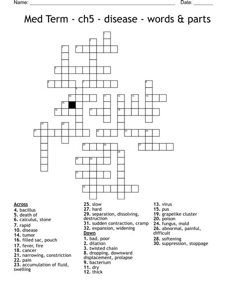 Med Term Ch Disease Words Parts Crossword Wordmint