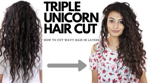 Diy Triple Unicorn Haircut How To Get Layers In Wavy Hair Diy Wavy