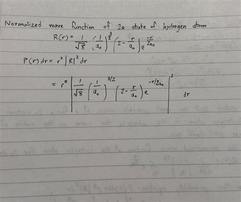 Solved Normalized Wave Function Of 2 S State Of Hydrogen