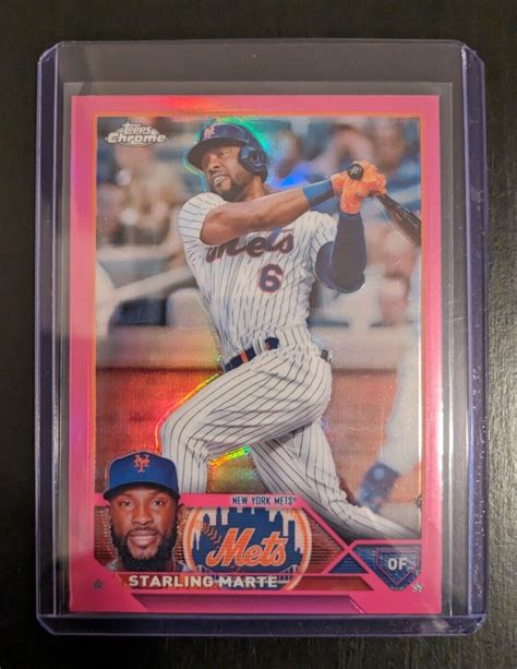 Topps Chrome Pink Refractor Starling Marte Ebay