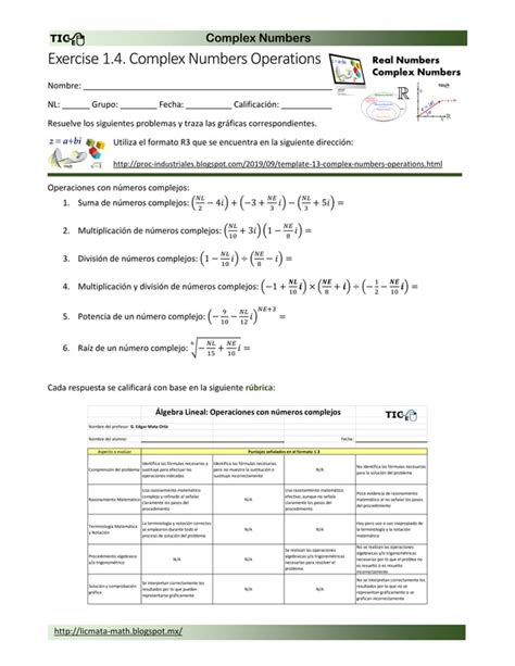 Exercise 1 4 Complex Numbers Operations PDF