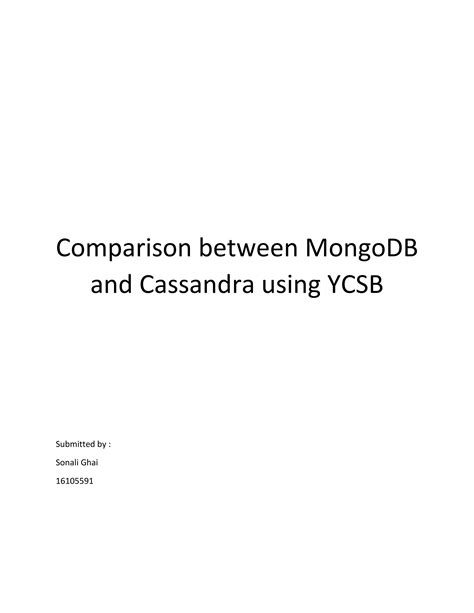 Comparison Between Mongo Db And Cassandra Using Ycsb Pdf