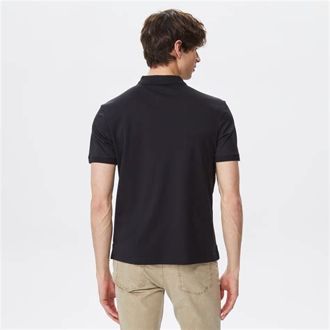 Calvin Klein Smooth Cotton Zip Erkek Siyah Kısa Kollu Polo Erkek T