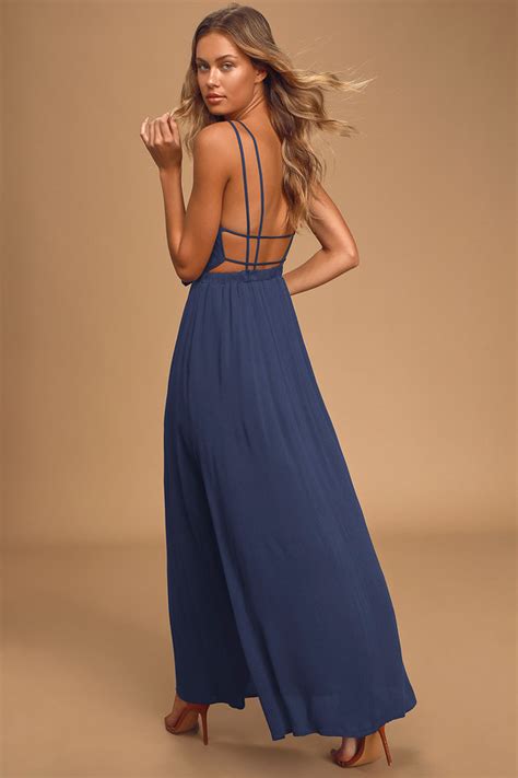 Navy Blue Dress Strappy Dress Maxi Dress Lulus