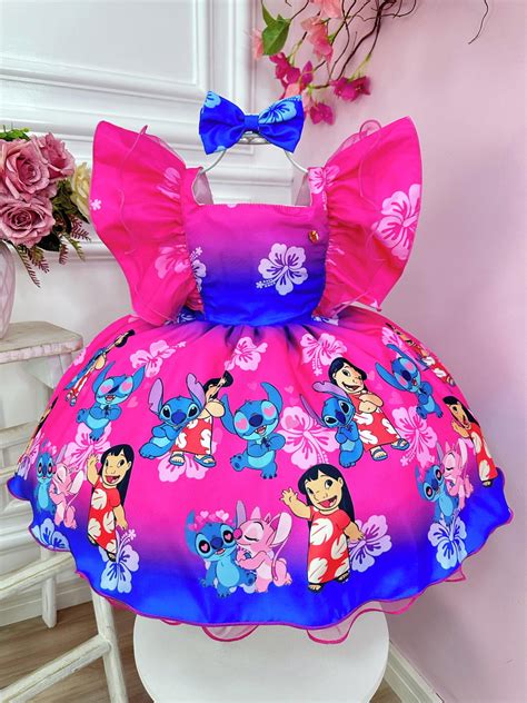 Vestido Festa Temática Lilo Stitch 1 a 12 Anos Elo7