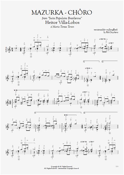 Mazurka Chôro Tab by Heitor Villa Lobos Guitar Pro Solo Guitar