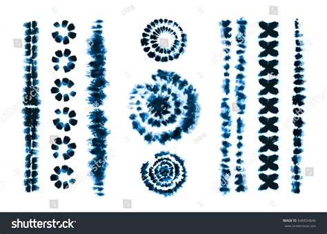 Set Tie Dye Art Brushes Print Stock Vector Royalty Free 646834846