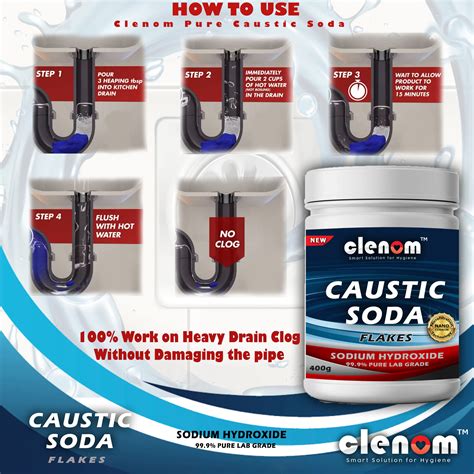 Buy Clenom Pure Powerful Caustic Soda Flakes Laboratory Grade All Drains Clog Remover Chimney