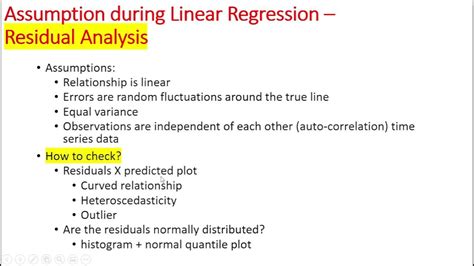 Simple Linear Regression Residual Analysis Jmp Youtube