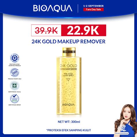 Jual BIOAQUA 24K Gold Gentle Makeup Remover Micellar Water 300ml Lip