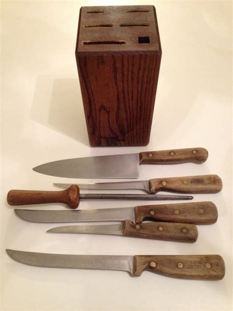 Vintage Chicago Cutlery Kitchen Knife Set Of With Block And