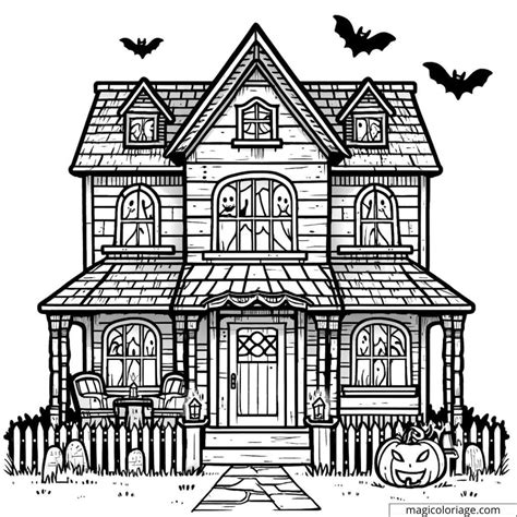 Coloriage Halloween de maison hantée