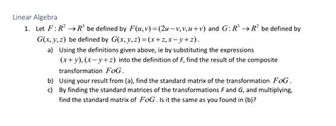 Solved Linear Algebra Let F R R Be Defined By F U Chegg