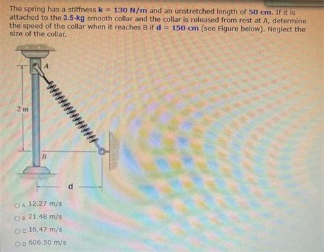 Solved The Spring Has A Stiffness K N M And An Chegg