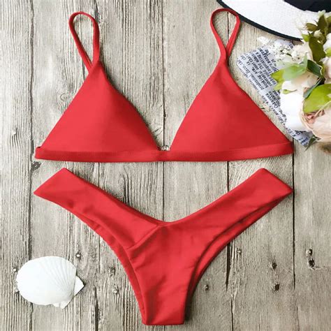 New Sexy Solid Bikinis Women Sport Swimsuit Two Pieces Set Mini