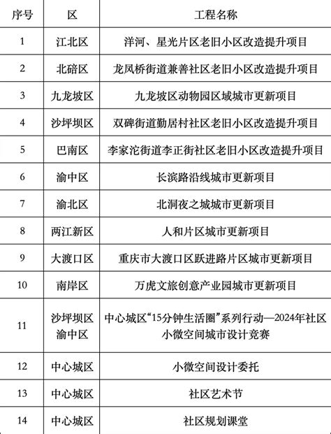 2024年“三师”进社区中心城区重点项目公布 重庆日报网