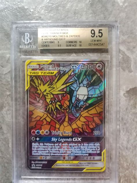 BGS 9 5 Moltres Zapdos Articuno GX Hidden Fates SM210 Pokemon Card