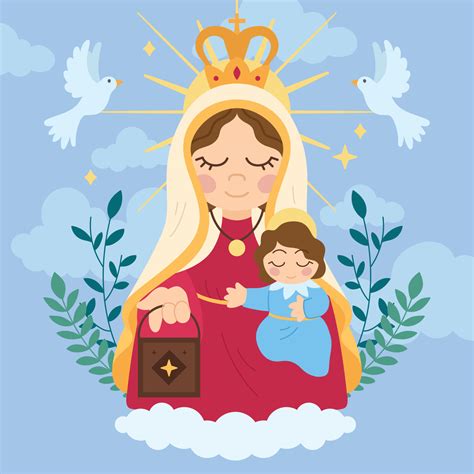 Isolated Cute Virgin Mary Character Vector 18861292 Vector Art At Vecteezy