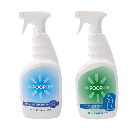 Pooph Pet Odor Eliminator & Kitty Litter Spray 2-32oz Bottles - Molecular Odor Dismantler for ...