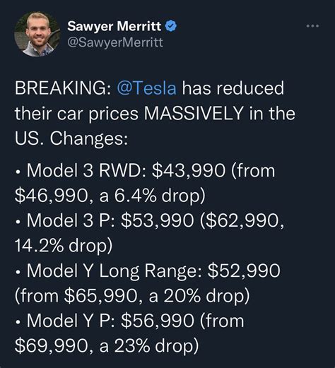 Just In Tesla Tsla Has Lowered The Price Of Its Cars In Us By As Much