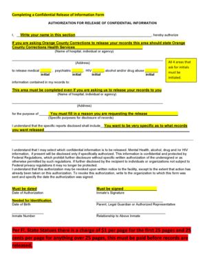 Fillable Online Completing A Confidential Release Of Information Form