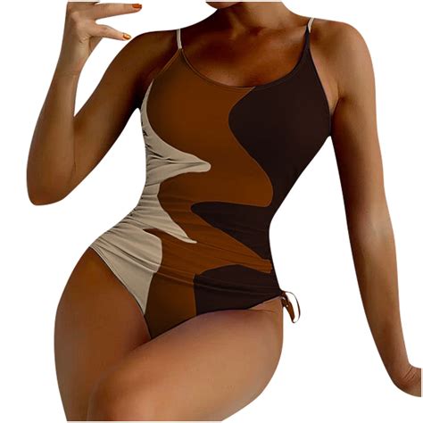 Vsssj One Piece Bikini Set For Women Triple Color Block Ruched Sling