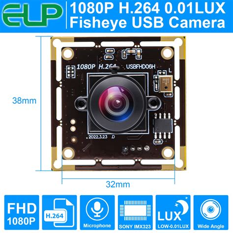 ELP 2MP Wide Angle USB Camera Module 1080P 180 Degree Fisheye Lens CMOS