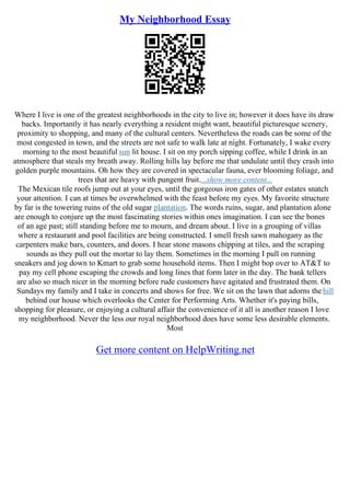 My Neighborhood Essay PDF