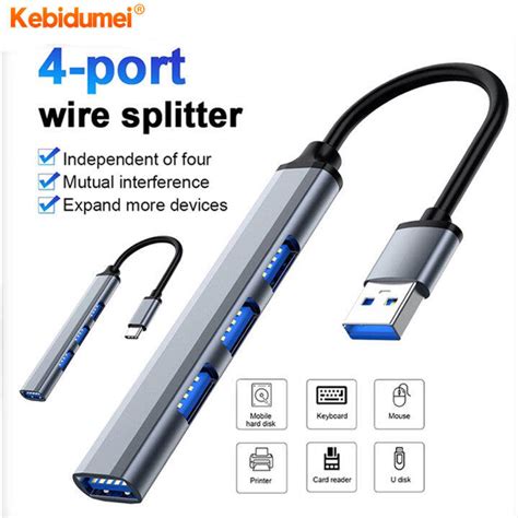 Kebidumei Port Usb Hub Usb Hub Dock Type C Multi Usb Splitter