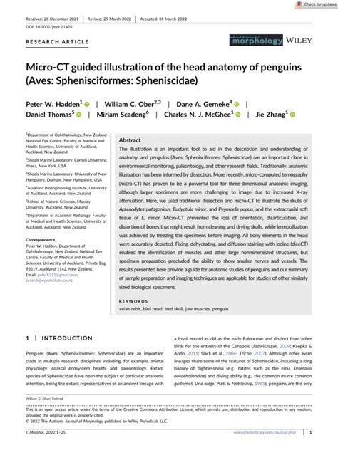 Hadden2022Micro CT Guided Illustration of The Head Anatomy of Penguins ...