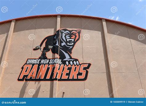 ORANGE, CALIFORNIA - 14 MAY 2020: Panthers Logo on the Gymnasium at ...