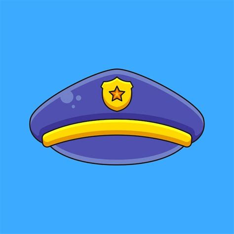 Polizei Hat Niedliche Cartoon Doodle Symbol Illustration Premium Vektor