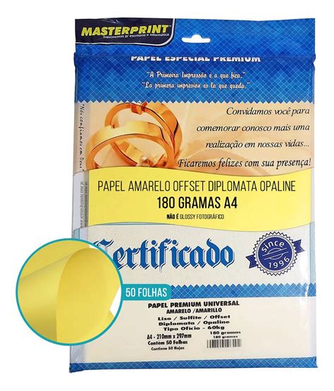 Masterprint Papel Diplomata Colorido A G Azul Folhas