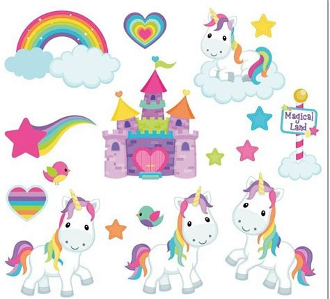 Wandsticker Unicorn Einörner Wandsticker Set bestehend aus 1Regenbogen