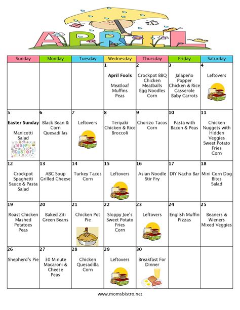 A Month Of Meals On A Budget April 2015 Meal Plan 30 Days Of Dinners For 151 Monthly Meal