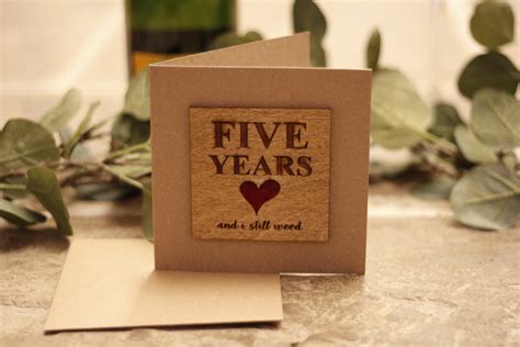 Th Wedding Anniversary Card Wood Card Th Anniversary Etsy