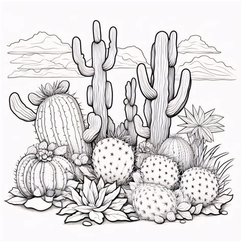 Cacti And Succulents Hand Drawn Vector Illustration Stock Illustration