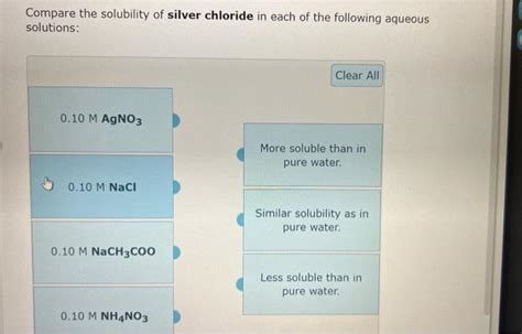 Solved Compare The Solubility Of Lead Chloride In Each Of Chegg