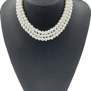 Jackie Kennedy Pearl Necklace JBK Triple Strand Pearl Necklace 3 Three Strand Pearls Birthday or ...