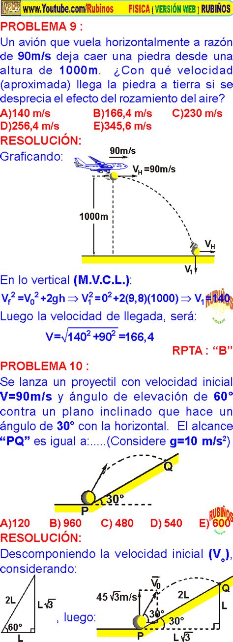 Movimiento Par Bolico De Secundaria Ejercicios Resueltos