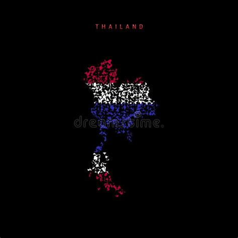 Thailand Flag Map Chaotic Particles Pattern In The Thai Flag Colors