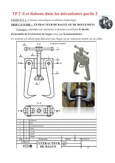 PDF TP 2 Les liaisons dans les mécanismes partie 2 EXERCICE 1