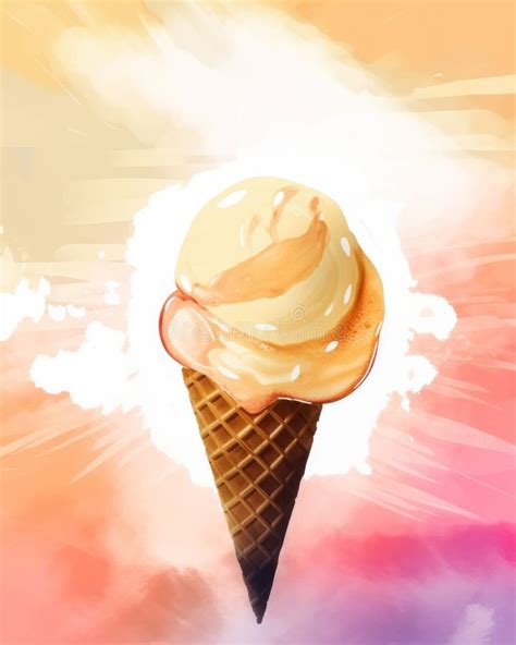 An Ice Cream Cone With A Swirl On Top Ai Generative Image Stock