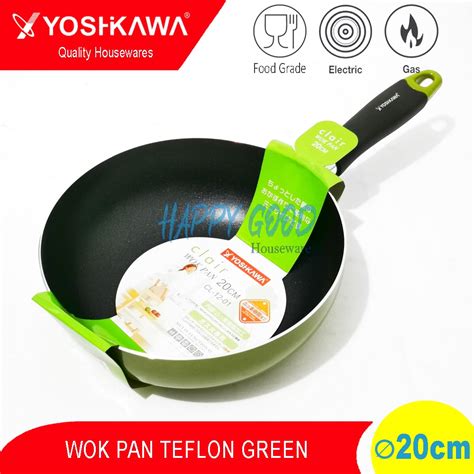 Jual YOSHIKAWA 20cm WOK PANCI PENGGORENGAN WAJAN TEFLON MARBLE 4 Varian