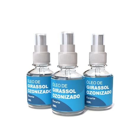 kit 3 Óleos de girassol ozonizado Ferarte acne cicatrização